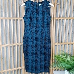 Calvin Klein velvet snake midi sheath dress